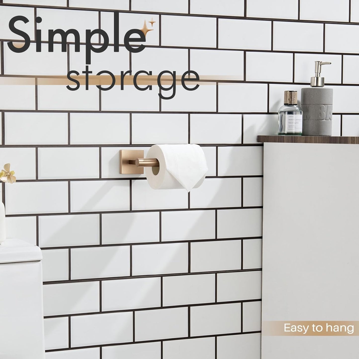 KOKOSIRI Toilet Paper Holder Toilet Roll Holders Hold Mega Rolls Kitchen Bathroom Tissue Paper Dispenser Champagne Bronze Stainless Steel, B2008CPG