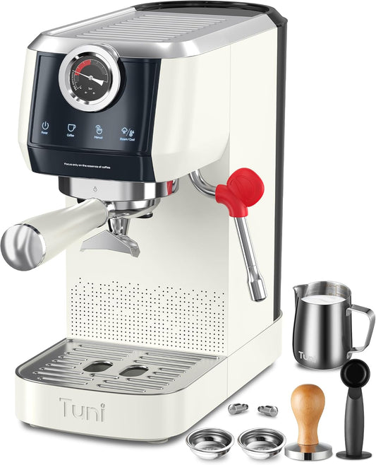 Tuni E2 58mm Espresso Machine 20Bar Espresso Maker, Dual Boiler Coffee Maker with 10mm Steam Milk Frother, Semi-automatic Coffee Machine with UKLA Pump for Espresso,Cappuccino, Gift for Coffee Lover