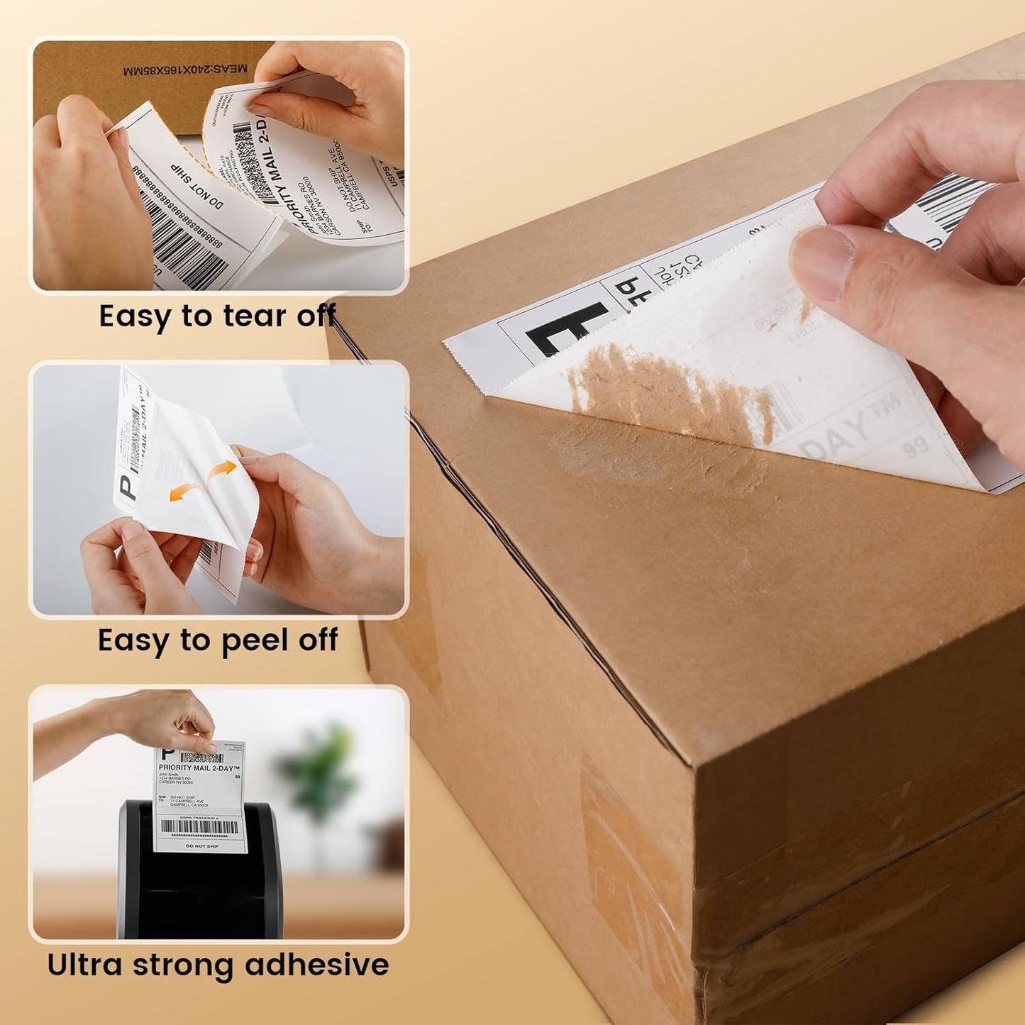 4x6 Thermal Labels, Shipping Label for Thermal Label Printer, Pack of 250 4x6 Roll Labels, Commercial Grade, Compatible with JADENS, Phomemo, Rollo, MUNBYN, Zebra and Other Thermal Printers