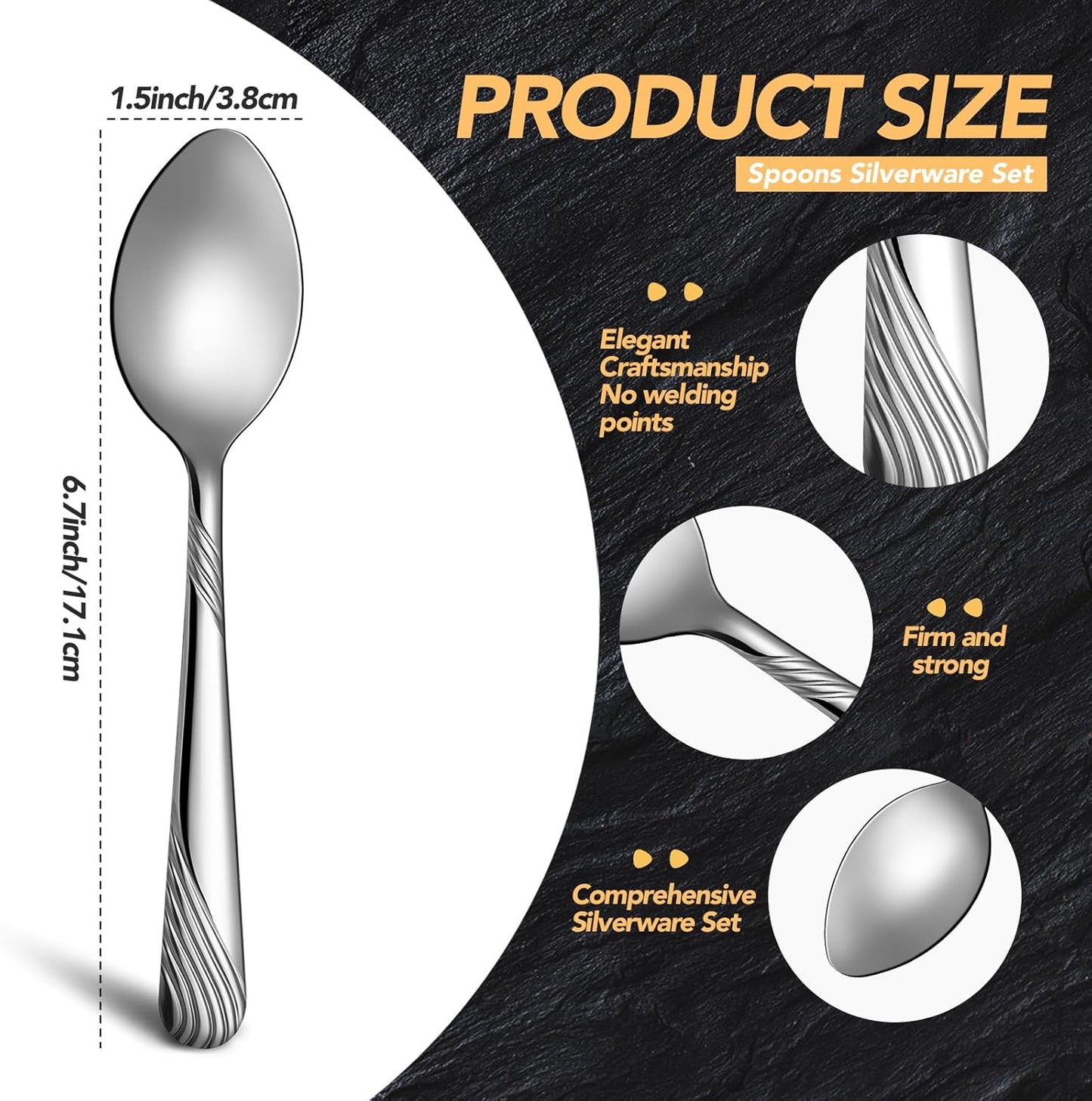 200 Pcs Dinner Spoons Set 6.7 Inches Stainless Steel Dessert Spoons bulk Silverware for Home Restaurant Kitchen Mirror Polished Dishwasher Safe