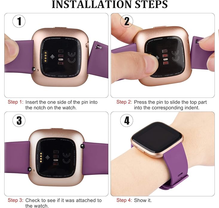 3 Pack Sport Bands Compatible with Fitbit Versa Bands, Classic Soft Sport Replacement Wristbands for Fitbit Versa 2 Smart Watch Women Men