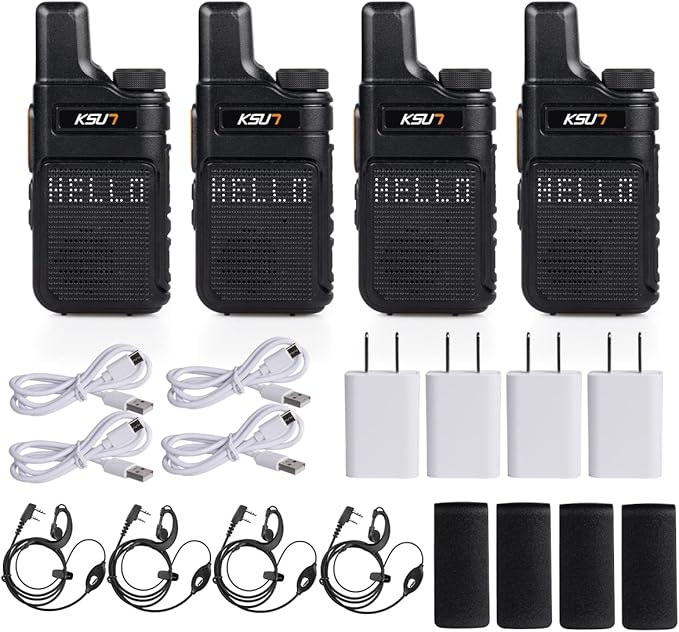 KSUN 4 Pack Walkie Talkies for Adults 22 FRS 4000mAh Battery M6