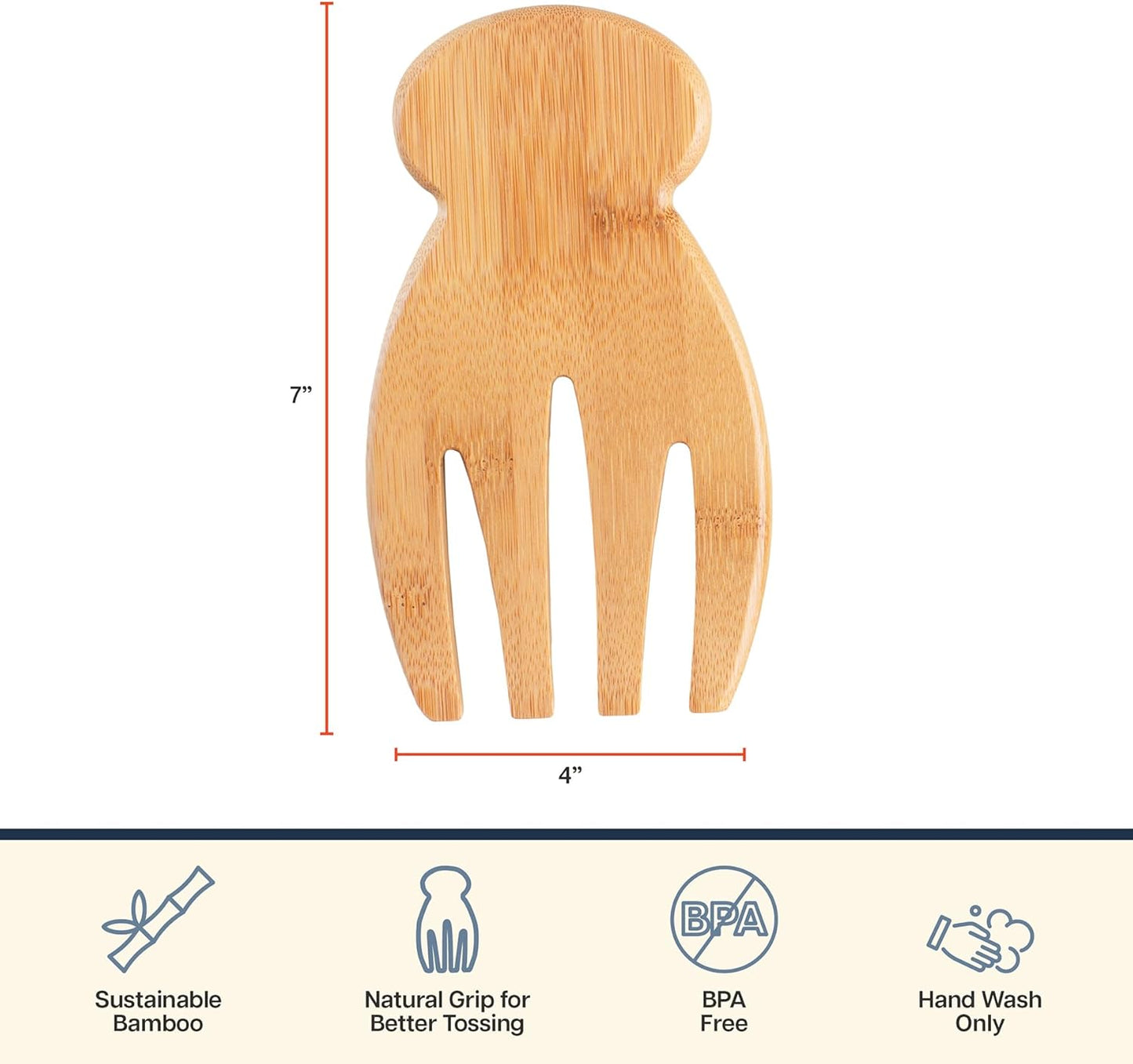 Totally Bamboo Salad Hands – Bamboo Salad Serving Utensils for Serving & Tossing