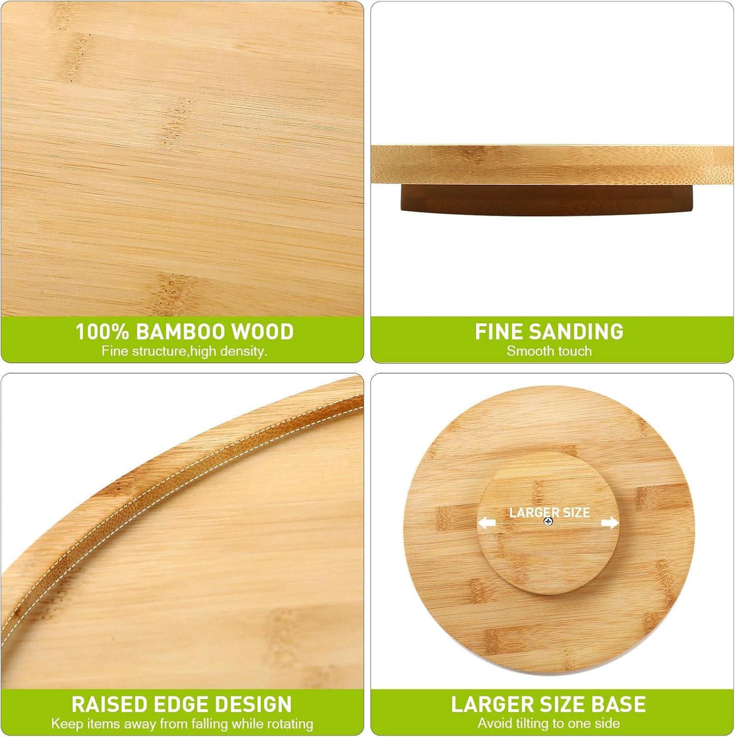 Mumufy 6 Pcs Lazy Susan Turntable Organizer Round Lazy Susan Turntable Tray for Kitchen Counter Pantry Table Organization Cabinet Bathroom(Bamboo,10 Inch)