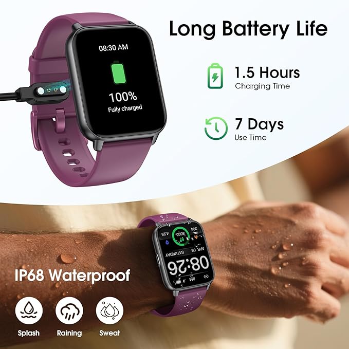 Kummel Smart Watch for Men Women, No App/Phone Required, Fitness Tracker with Pedometer, Bluetooth Call (Answer/Make Call), Heart Rate Blood Oxygen Monitor Step Counter, 100+ Sports Modes