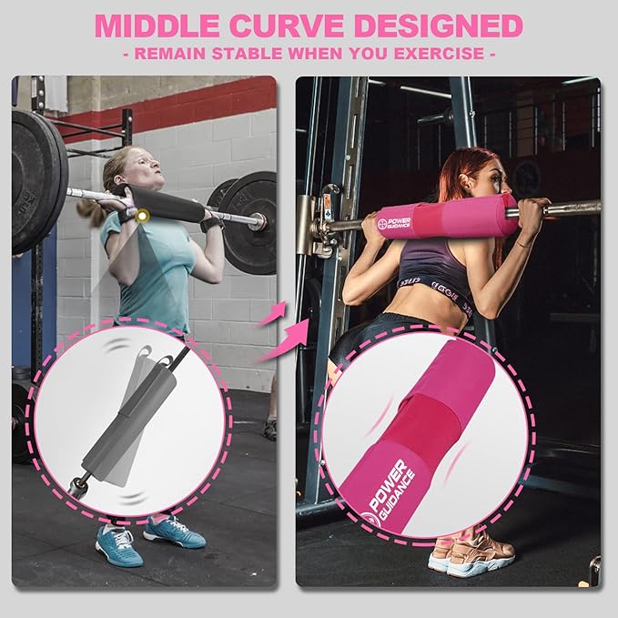 POWER GUIDANCE Barbell Squat Pad - Neck & Shoulder Protective Pad Anti-Skid Points for Squats, Lunges, Hip Thrusts, Weightlifting - Fit Standard and Olympic Bars