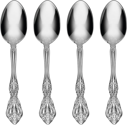 Oneida Michelangelo Fine Flatware Teaspoons, Set of 4 , 18/10 Stainless Steel, Silverware Set, Dishwasher Safe