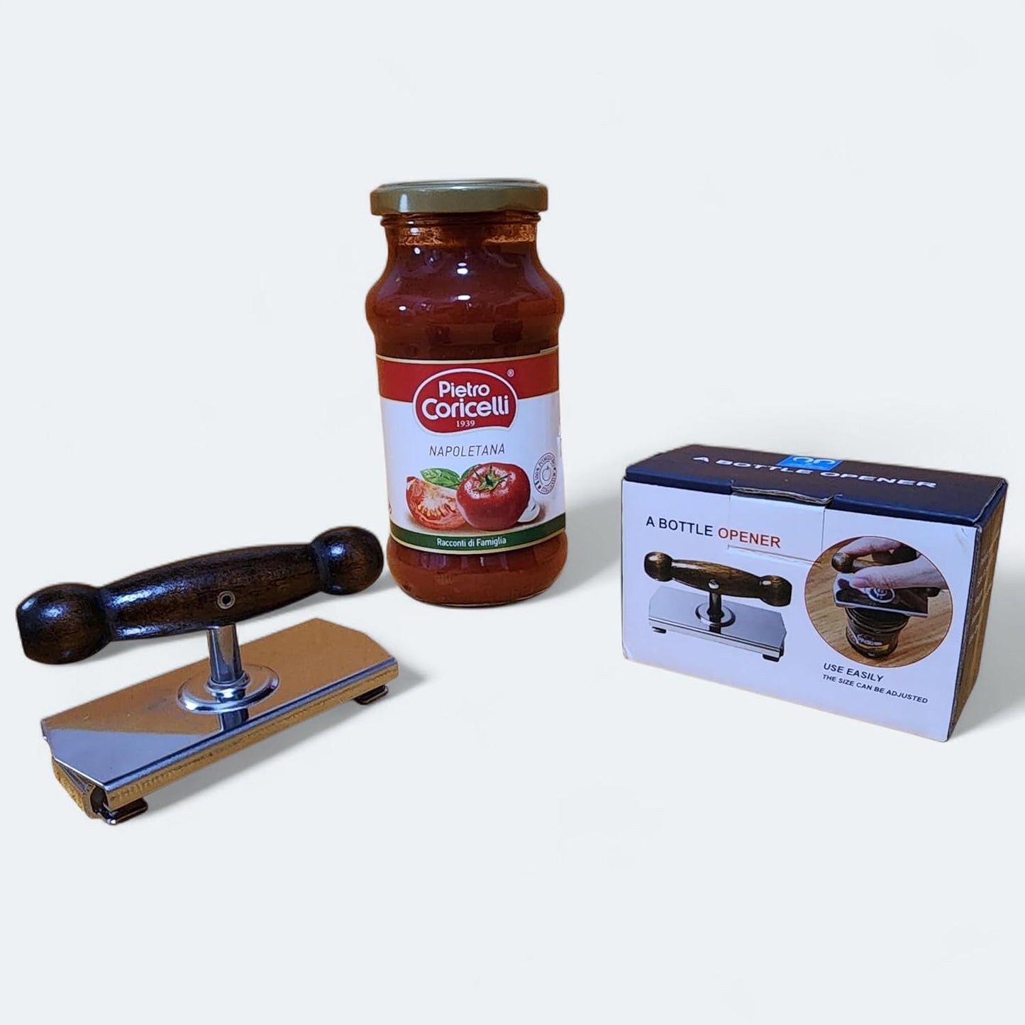 kitchen solution 2.0 wooden good grip handle stainless steel jar opener for weak hands and arthritis