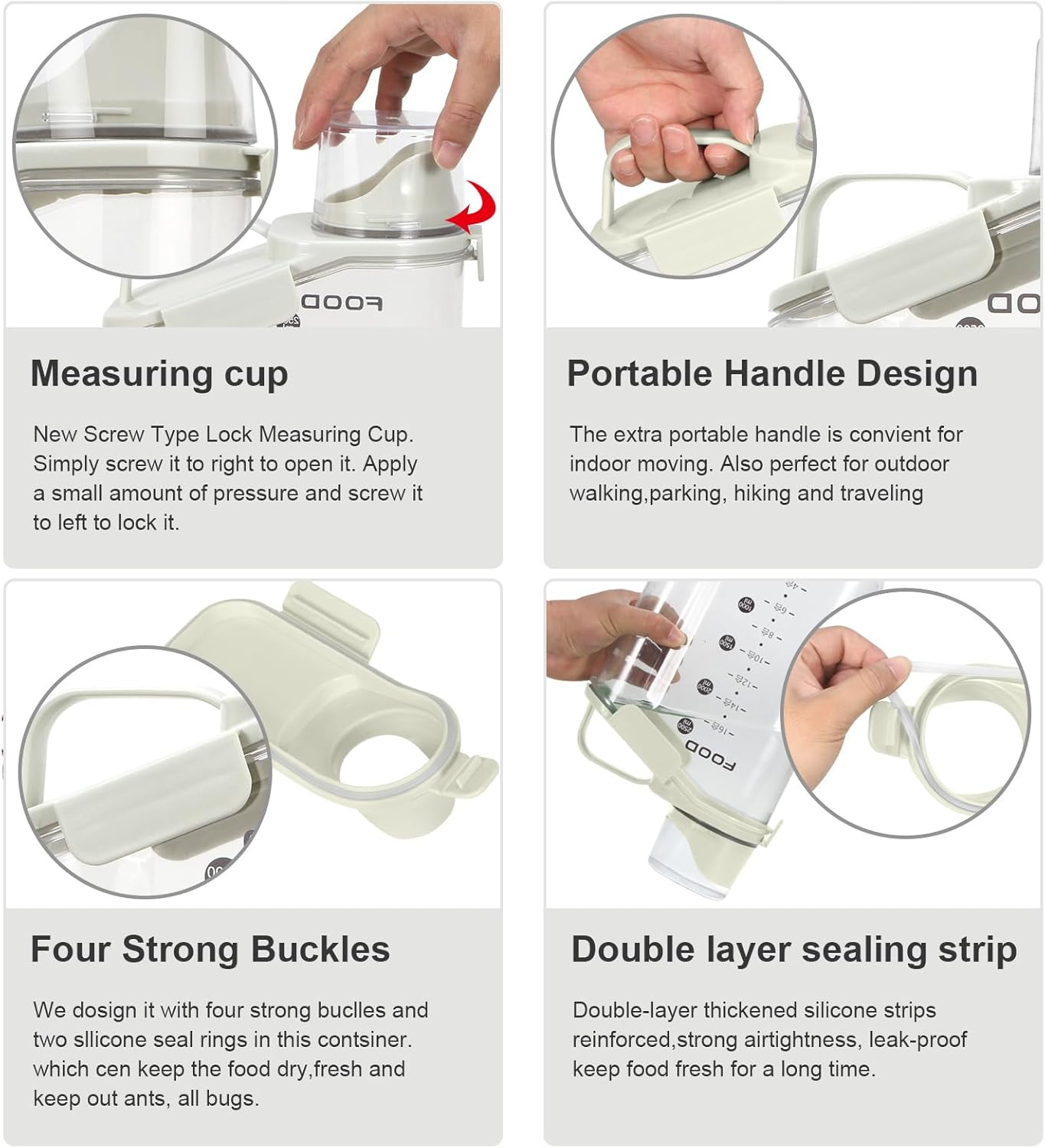 Rice Storage Container, Cereal Containers Storage, Dry Food Airtight Dispenser BPA Free, Clear Plastic Kitchen and Pantry Organization Bin (2, Sunshine Beige, 3Qt)