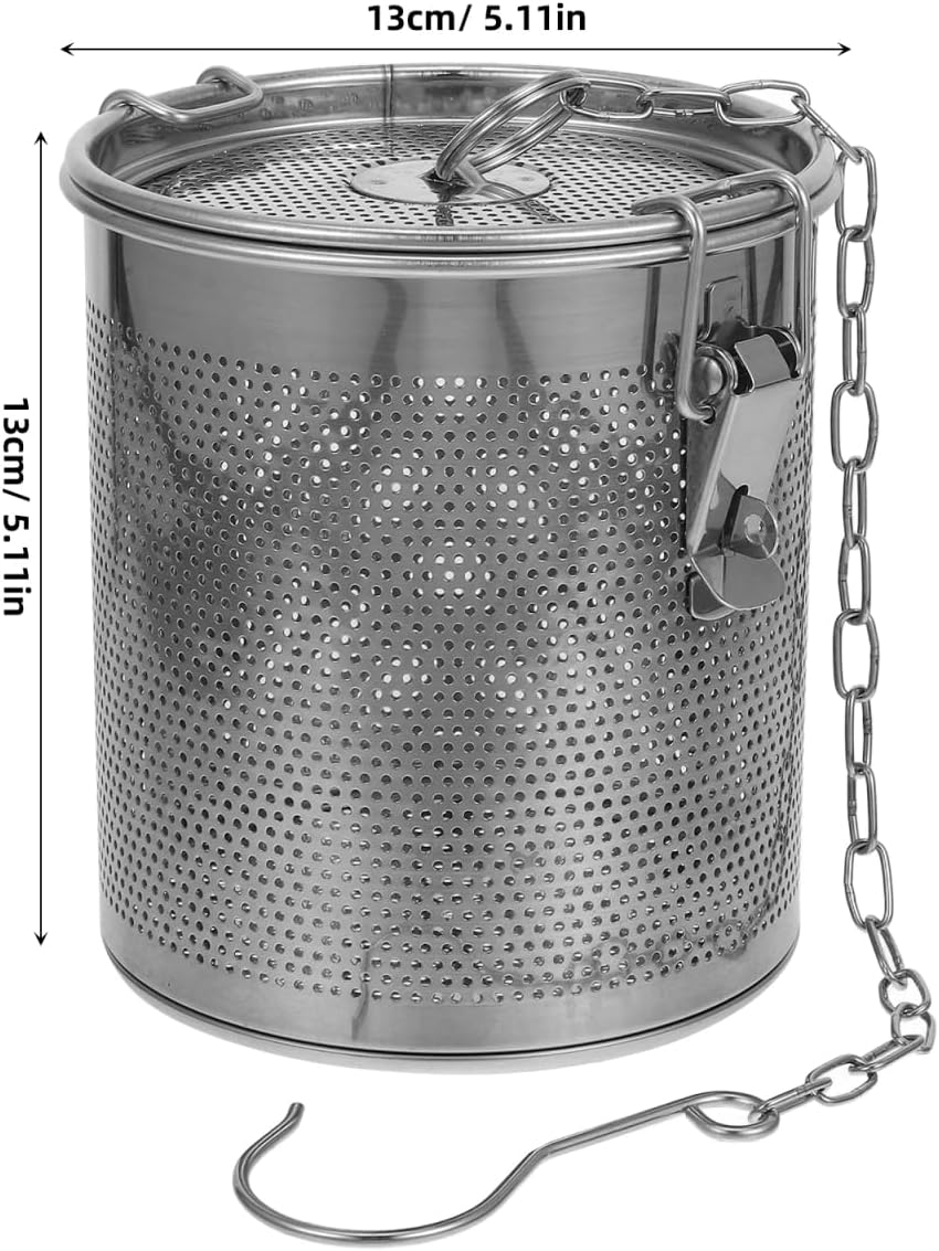 Zerodeko 1pc Soup Seasoning Bag Spice Bag Box Diffuser Tea Ball Filter Mesh Strainer Stainless Steel Brine Basket Strainer Basket Metal Loose Leaves Infusion Set Tea Maker Tea Strainer, Silver