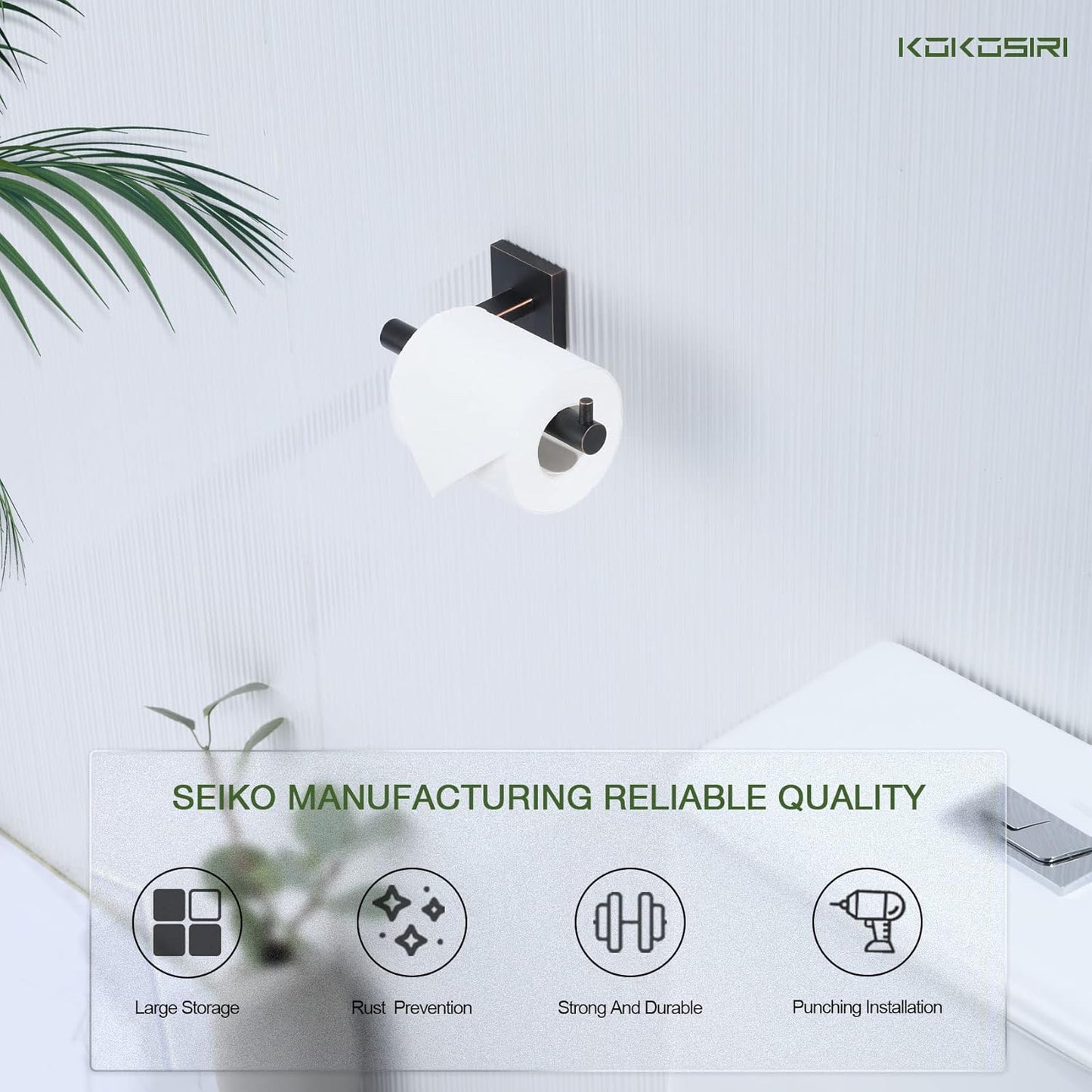 KOKOSIRI Toilet Paper Holder Oil Rubbed Bronze Toilet Roll Holder Hold Mega Rolls Kitchen Bathroom Tissue Paper Dispenser Stainless Steel, B2005ORB