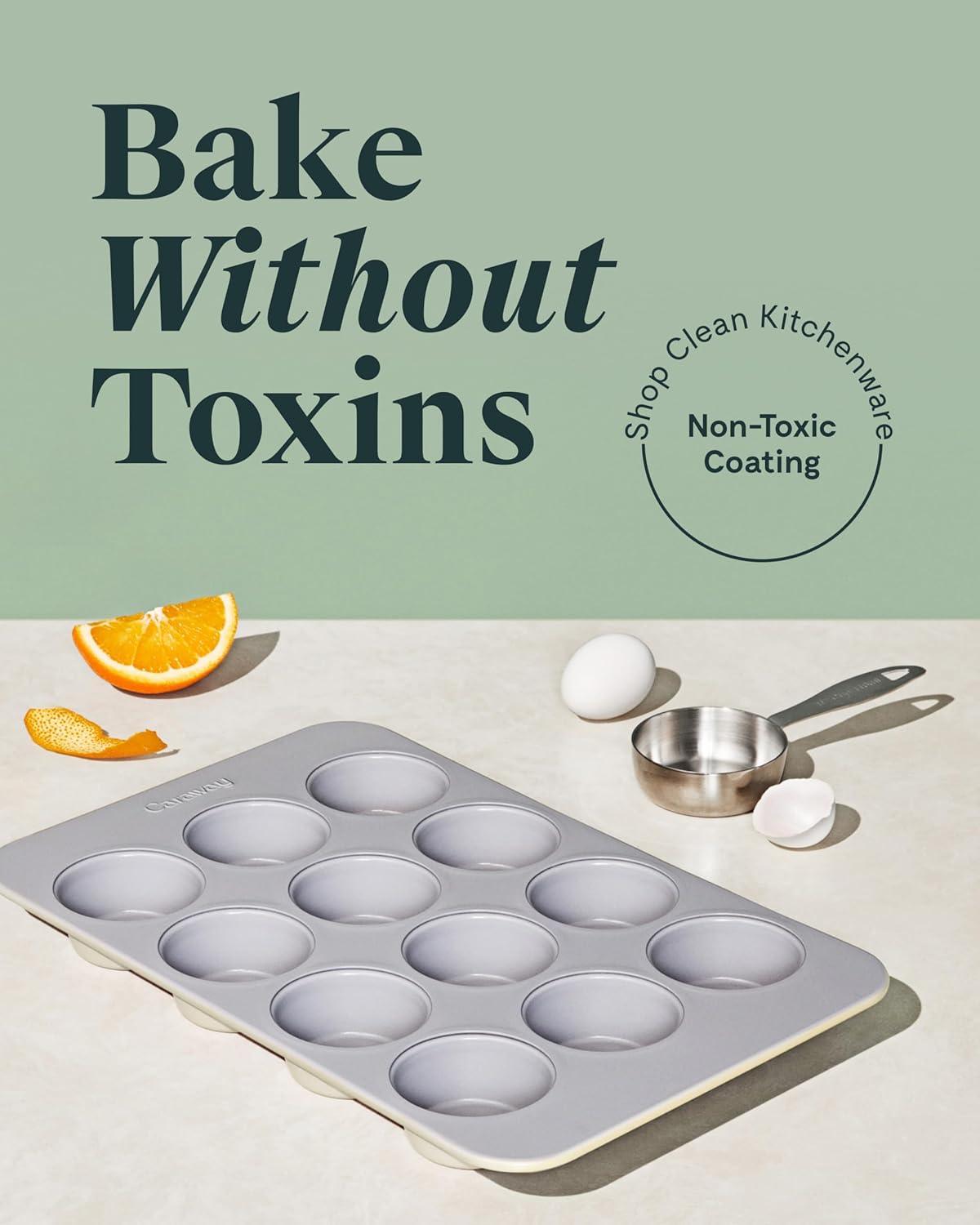 Caraway Non-Stick Ceramic 12-Cup Muffin Pan - Naturally Slick Ceramic Coating - Non-Toxic, PTFE & PFOA Free - Perfect for Cupcakes, Muffins, and More - Navy