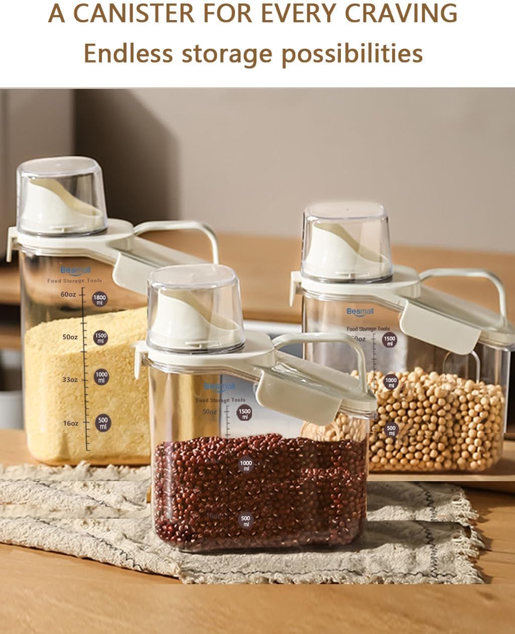 Cereal Containers Storage Airtight Small Dry Food Storage Containers with Pour Spout Cereal Dispenser Plastic Food Container kitchen Pantry Storage for Dry Food Flour Grain Snack, 2 Pack 1.6L