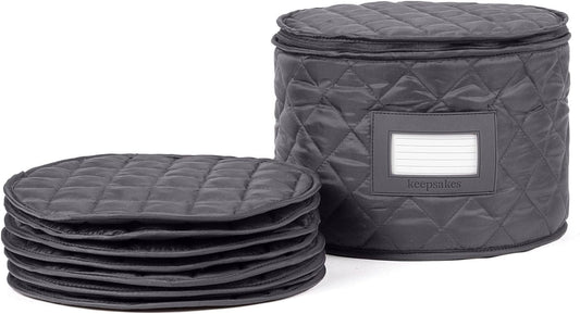 Covermates Keepsakes - Dish Storage - Padded Protection - ID Window - Stain Resistant - Machine Washable - China Storage, Slate