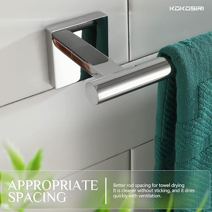 KOKOSIRI Single Towel Bar Bathroom Towel Holder 20 Inch 2 Pack B4005CH-L20-P2
