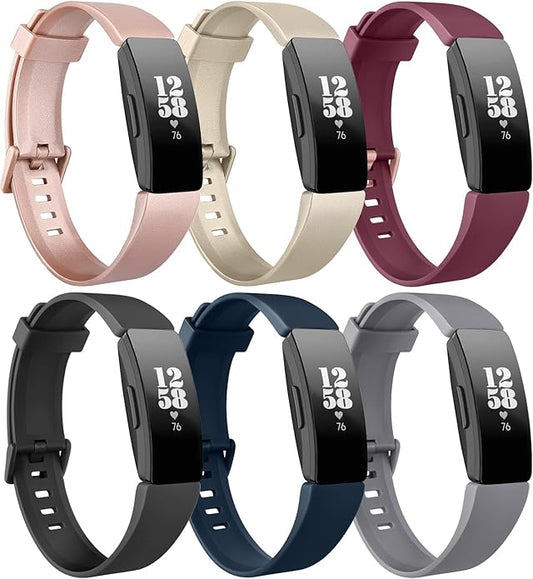 6 Pack Bands for Fitbit Inspire 2 / Inspire HR/Inspire/Ace 2 Replacement Wristbands for Women Men Small Large