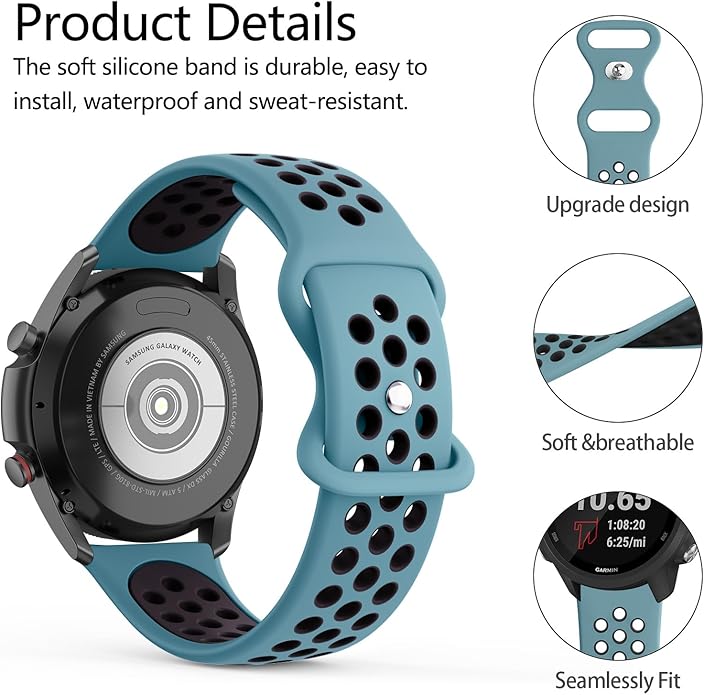 Meliya Bands Compatible with Garmin Forerunner 245/645 & 55/158 Band, 20mm Replacement Soft Silicone Sport Band for Garmin Forerunner 645/245 Music & 55/158 Smart Watch