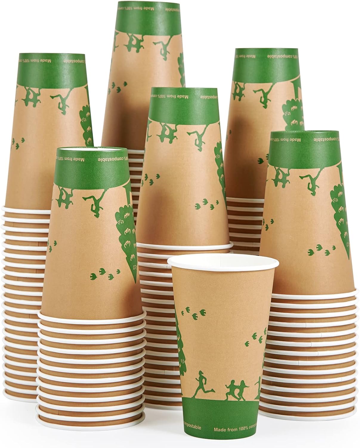 ECOLipak 210 Count 16 oz Paper Cups, 100% Compostable Paper Coffee Cups with PLA Lined, Disposable Biodegradable Hot Paper Cups for Party, Picnic, Travel, and Events