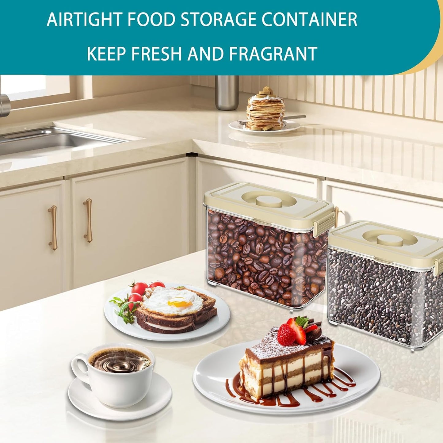 Airtight Containers 2 Units, Triple Vacuum Seal Airtight Food Storage, 2.64 Quart Each Unit, Preserve Fresh and Fragrant for Snacks, Sugar, Spices, Nuts and Coffee Containers