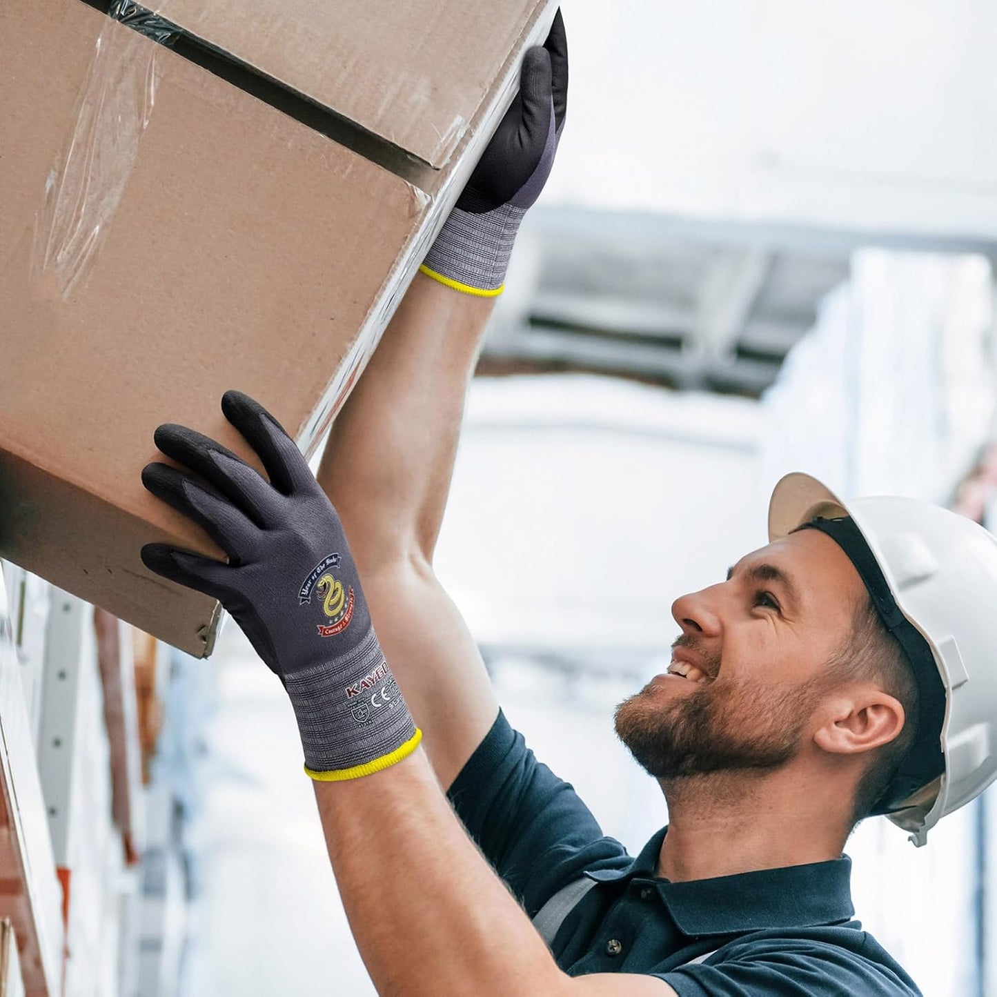 KAYGO Safety Work Gloves MicroFoam Nitrile Coated, 3 Pairs KG18NB,Seamless Knit Nylon Glove for Men and Women, Ideal for Automotive,Warehouse,Construction (XL,Gray)