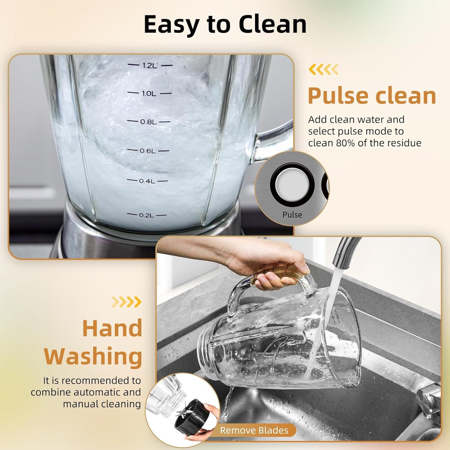 Uten 800 Watt Fast Countertop Blender for Smoothies and Shakes, Ground Coffee Beans, 60 Oz Glass Jar, 18 Speed Levels, 3 Programs Ice Crush, Smoothie, Pulse