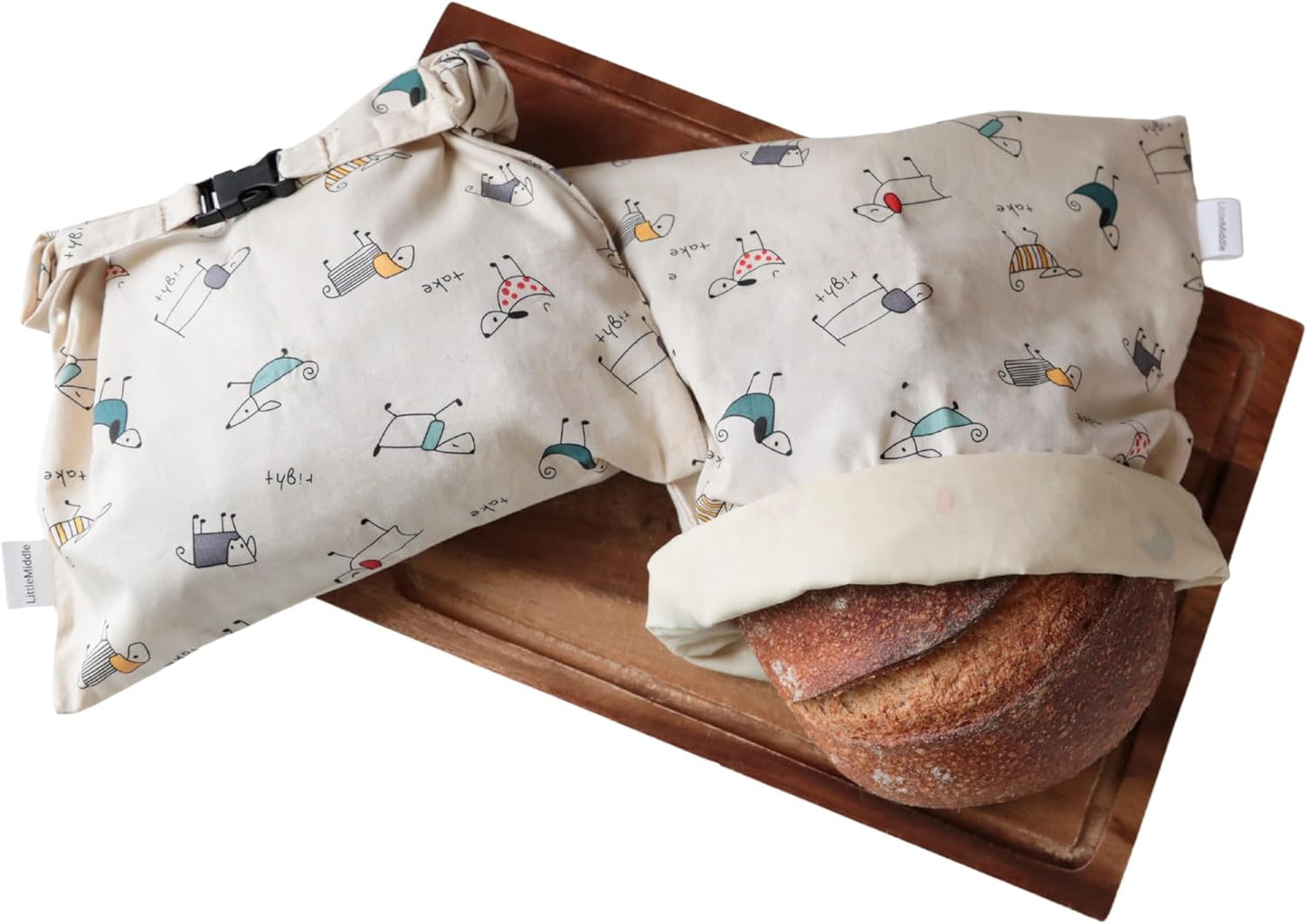 2 XL Beeswax Bread Bags for Homemade Sourdough, Produce, Sandwiches & Lunchbox Use - Reusable Bread Storage Bags, Washable (2-Pack)