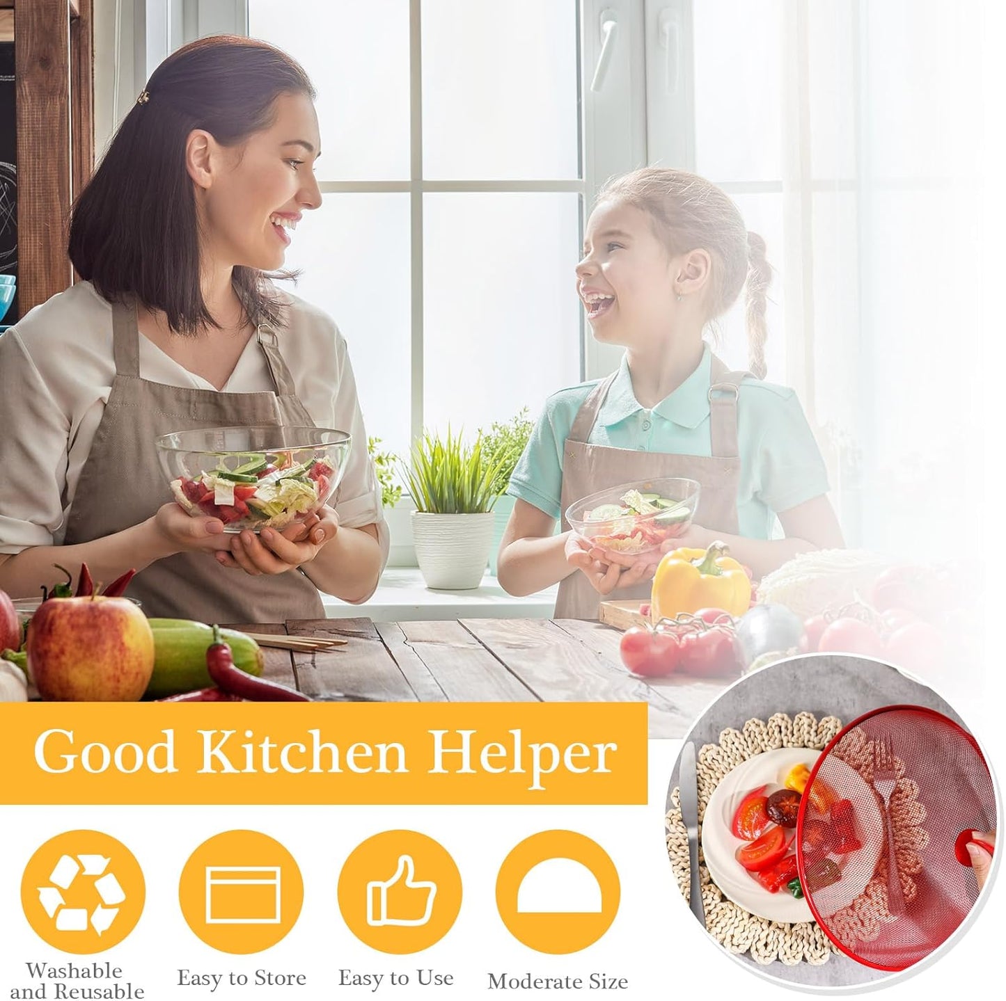 Gerrii 6 Pcs Metal Mesh Food Cover Outdoor Mesh Food Tents Dome Screen Plate Covers for Dinner Plates Reusable Fruit Fly Nets Picnic Food Umbrella for Table, BBQ, Camping, Party (Red,11 Inch)