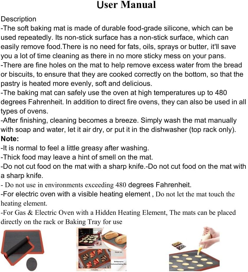 2 PCS Perforated Silicone Baking Mat, Macaron Baking Sheet, Reusable & Non-stick Bakeware Mats for Cookies, Macarons, Bread and Pastry，16.5""x11.6"" (Type 1-2pcs), Red