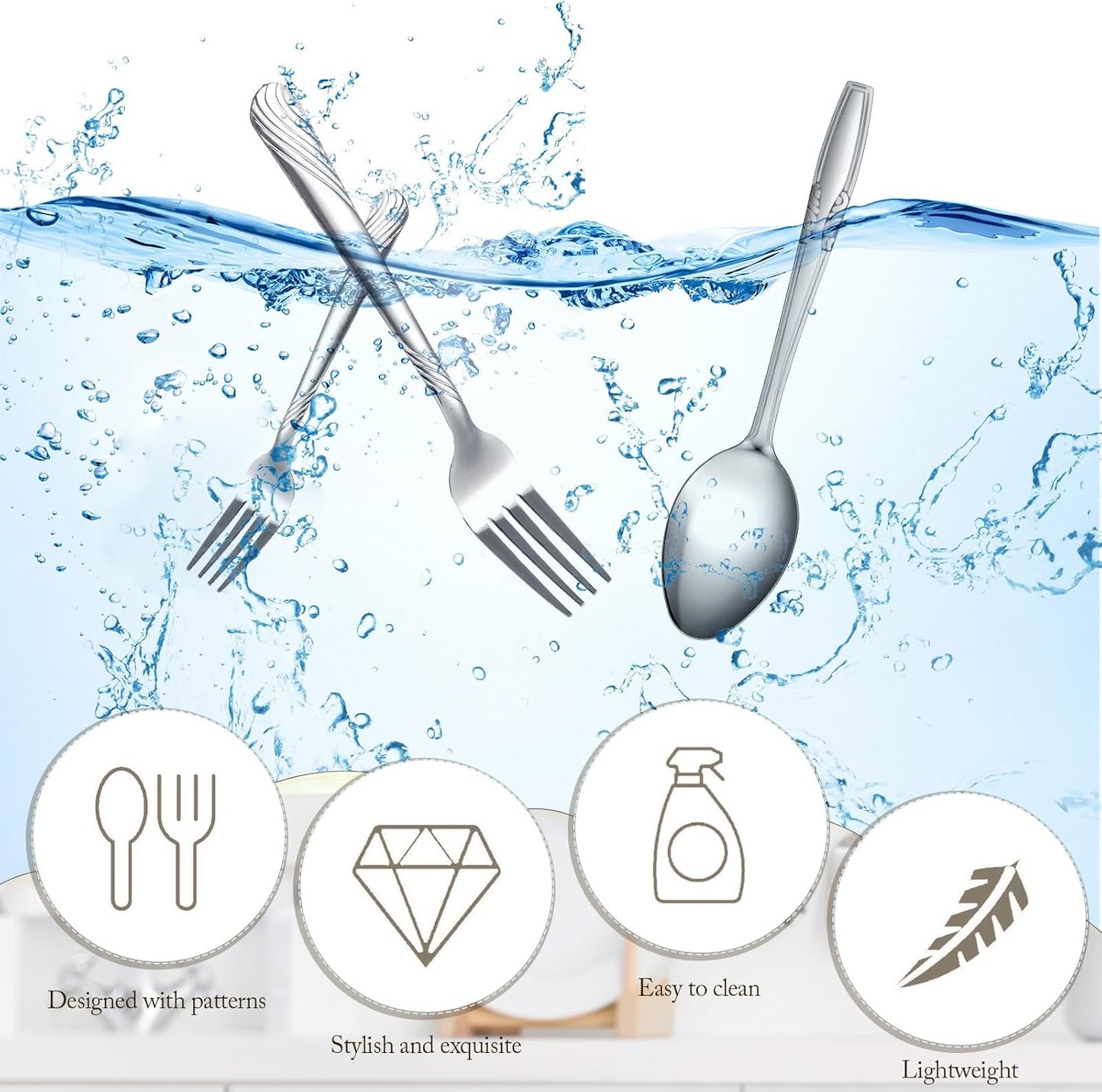 100 Pieces Forks and Spoons Silverware Set Stainless Steel Flatware Cutlery Set Dinner Forks and Spoons Mirror Polished Dishwasher Safe Utensil for Kitchen Restaurant or Home