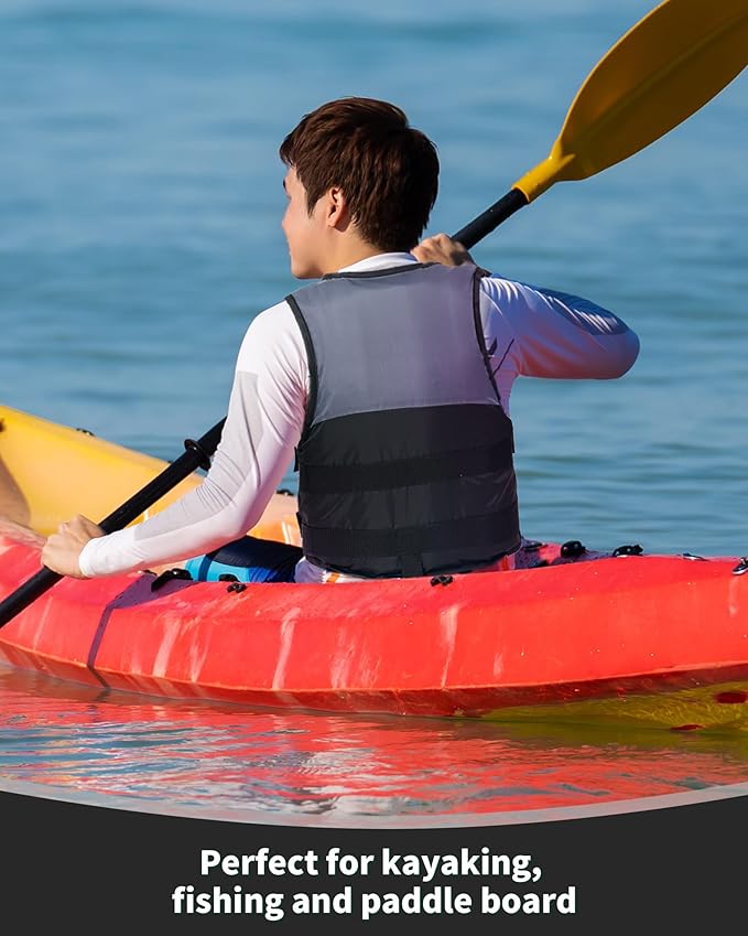 Owntop Kids and Adult Swim Jackets 50 to 125 lbs Dual Buckles, Zipper and Crotch Strap Ski Vest Lightweight PFD Perfect for Kayaking, Fishing, Paddle Board