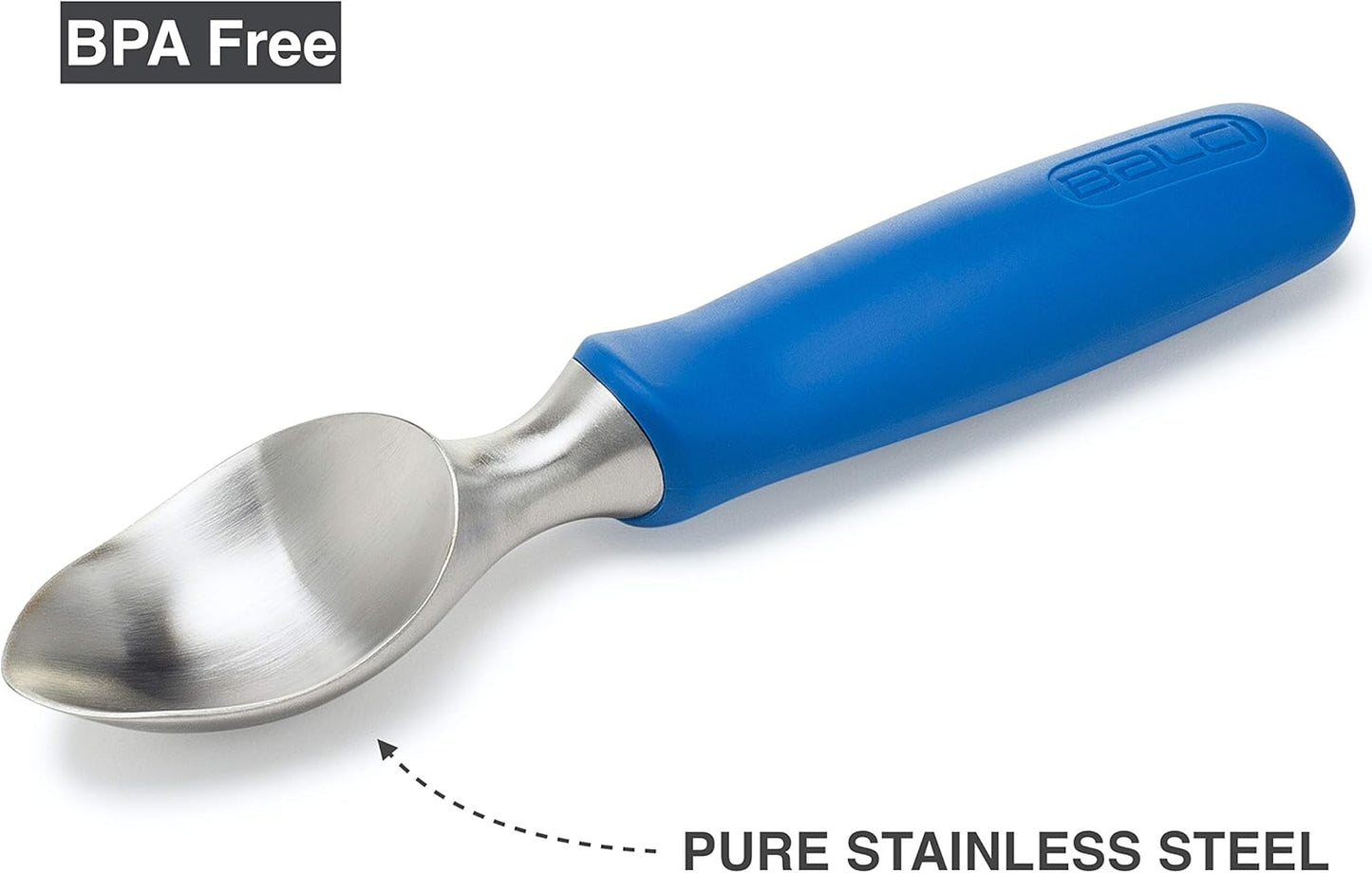 Balci Ice Cream Scoop - Heavy Duty Stainless Steel Icecream Scooper With Non-Slip Rubber Grip - Professional Metal Ice-Cream Spade - Dishwasher Safe – Blue