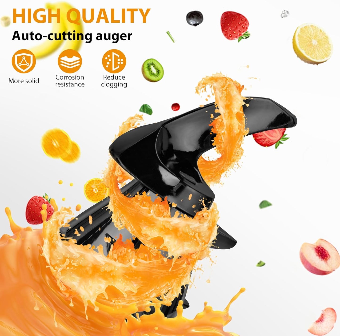 Pukomc Cold Press Juicer,5.8" Wide Feed Chute Juice Extractor Machine with 300W,Slow Masticating Juicer for Whole Vegetables & Fruits,High Juice Yield,Easy to Clean,Grey