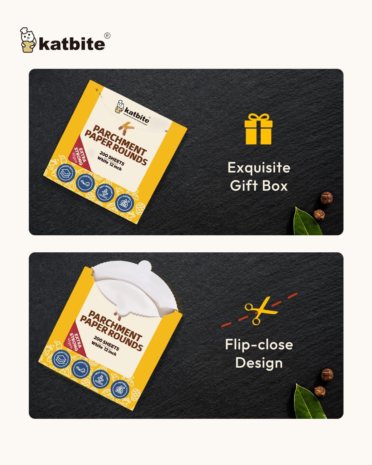 Katbite 12 Inch 200Pcs Parchment Paper Rounds, Round Baking Sheets Paper for Patty Separating, Freezing, Springform Cake Tin, Toaster Oven, Tortilla Press