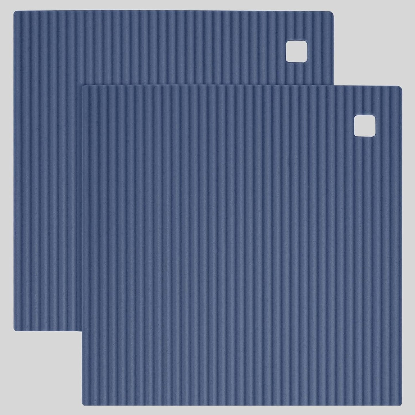 2 Pack 7'' x 7'' Trivets for Hot Dishes, Hot Pads for Kitchen, Silicone Trivets for Hot Pots and Pans, Hot Plates to Protect Table, Heat Resistant Silicone Trivet Grey (Blue, 7"x7")