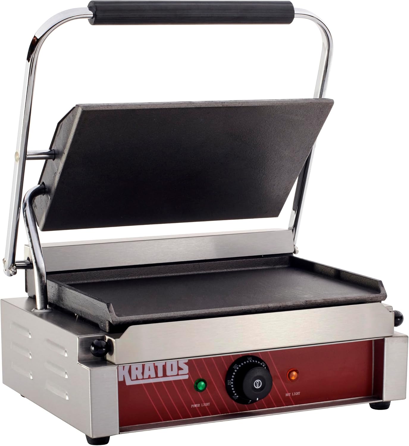 Kratos Commercial Electric Panini Sandwich Grill with Smooth Plates, 14" x 9" Cooking Surface, Commercial Countertop Panini Press, 120V, 1750W (29Y-021)