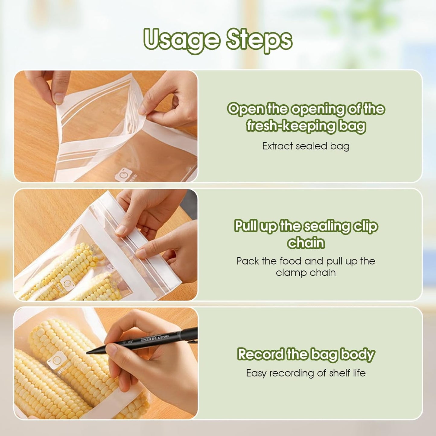 Reusable Freezer Bags 15PCS, Gallon Food Storage Bags with Stand & Label Leakproof Reusable Sandwich Bag for Kitchen, Vegetables, Snacks（Long style）