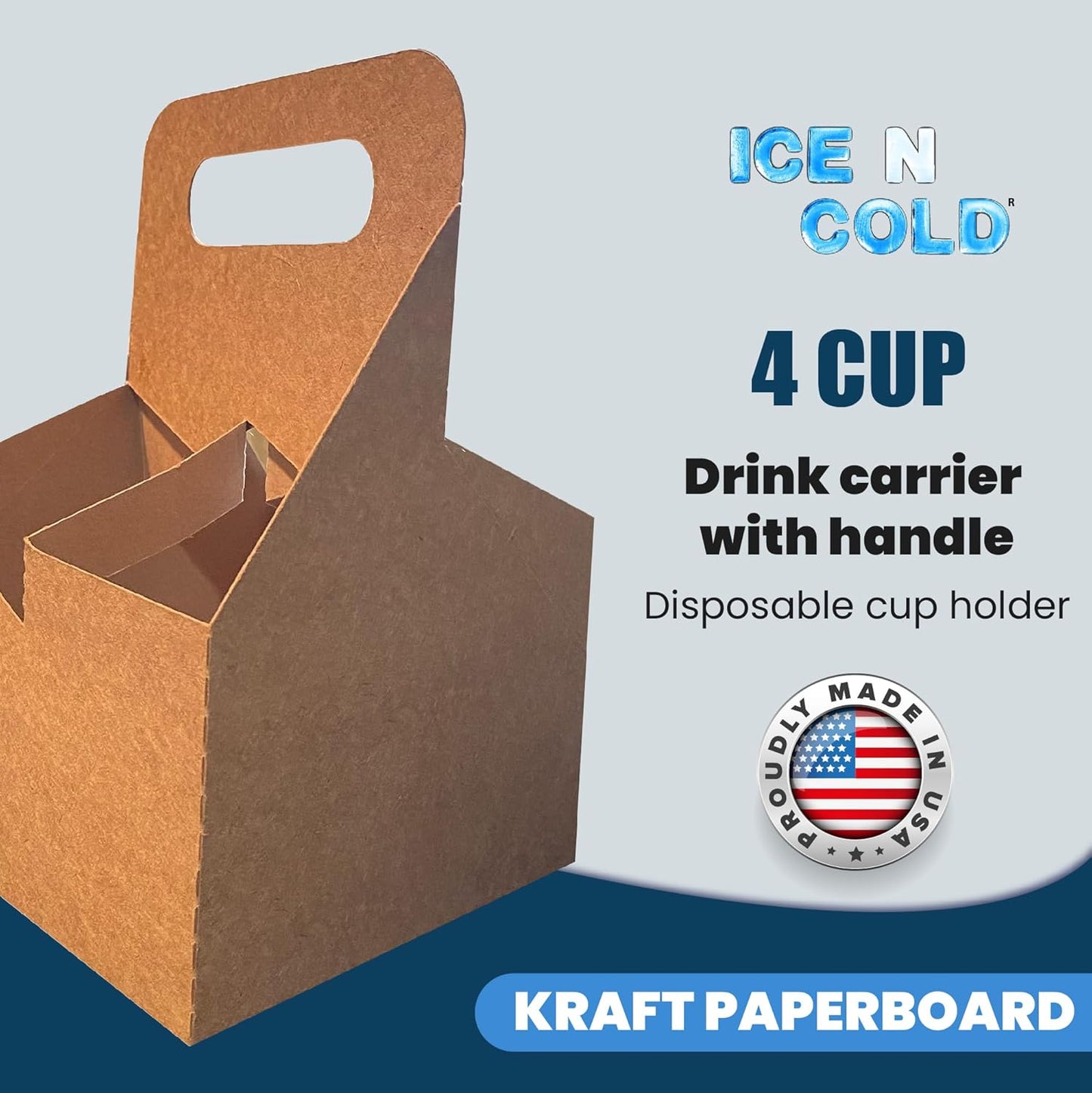 4 Cup Drink Carrier with Handle | Kraft Paperboard Cup Holder | Disposable Cup Holder for Hot or Cold Drinks | Cup Carrier for Food Delivery Services, Uber Eats, Door Dash (30)