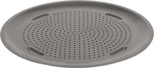 GoodCook AirPerfect 14" Insulated Nonstick Carbon Steel Pizza Pan with Cutting Guides, Perforated Nonstick Pizza Pan, Gray