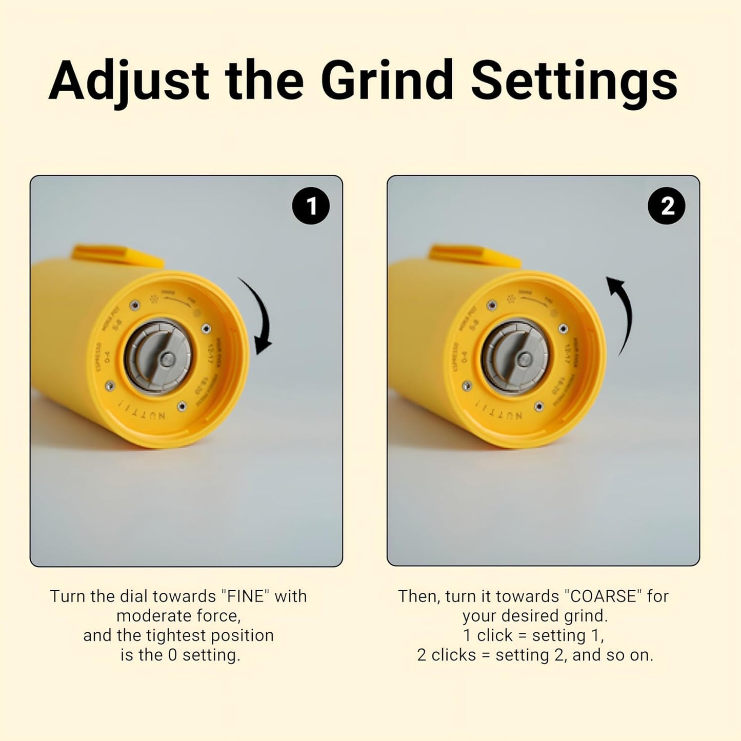 Nuttii Burr Coffee Grinder – Electric, Portable, Small, Quiet Adjustable Conical Burr Coffee Bean Mill, 20 Grind Settings for Espresso, Pour-Over, French Press Moka, for Home Travel Use (Matte Black)