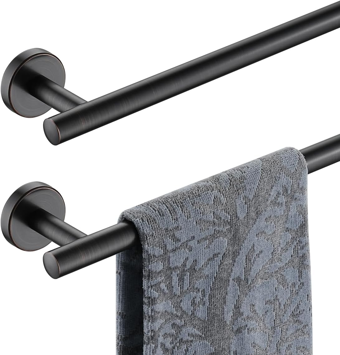 JQK Oil Rubbed Bronze Towel Bar, 33 Inch 304 Stainless Steel Thicken 0.8mm Towel Rack Bathroom, Towel Holder ORB Wall Mount, Useable Length 30 Inch 2 Pack, TB110L30-ORB-P2
