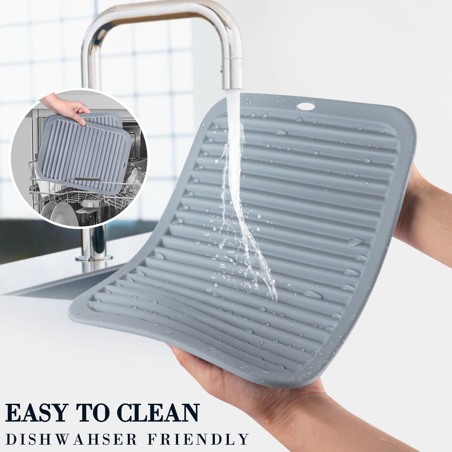 4 PCS Silicone Trivet for Hot Dishes, Hot Pads Trivets Mat for Hot Pots and Pans, Heat Resistant Silicone Hot-Mats, Pot Holders Jar Opener Tables-Mats for Countertop Drying Mat (Grey)