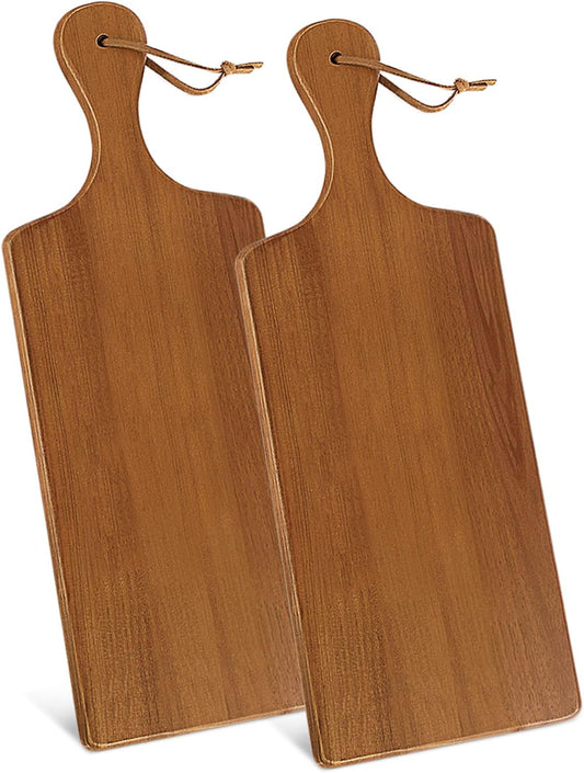 AIDEA Wood Cutting Board with Handle, Cheese Board Chartuterie Board for Kitchen, Party 17" LenghtX6"Height (2 Pack)