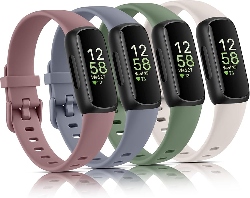 4 Pack Bands for Fitbit Inspire 3 Bands Women Men, Soft Silicone Wristband Sport Replacement Strap for Fitbit Inspire 3 Fitness Tracker