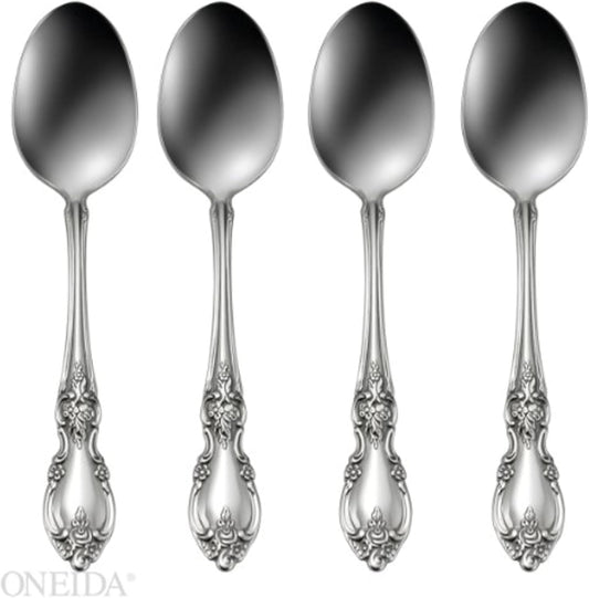 Oneida Louisiana Fine Flatware Dinner Spoons, Set of 4, 18/10 Stainless Steel