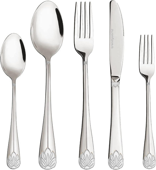 Silverware Set Limited Edition – 30 Piece Family Dinnerware Set – Flatware Set for 6 – Silver Tableware Set – Spoons, Knives, Teaspoons, Forks, Salad Forks
