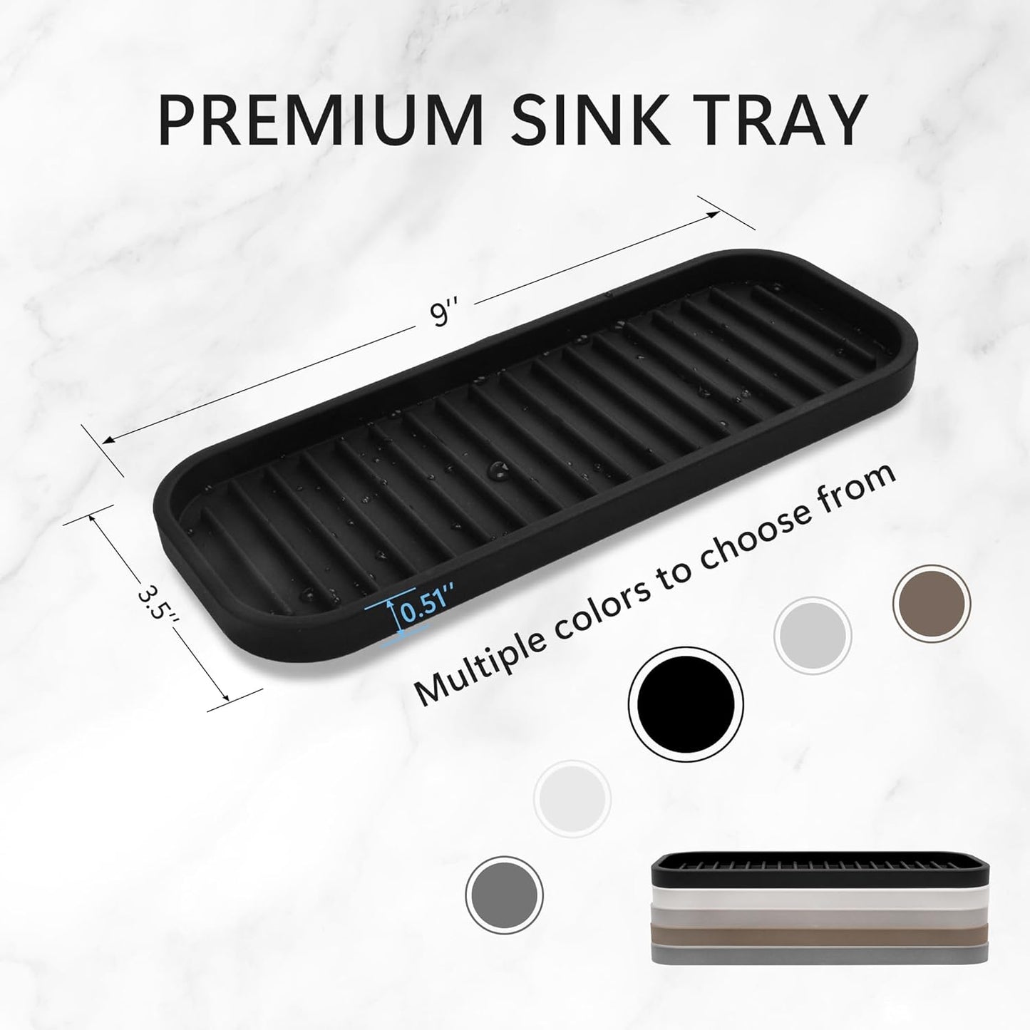 Silicone Sponge Holder Kitchen Sink Organizer Tray Dish Caddy Soap Dispenser, Scrubber Spoon Holder,Dishwashing Accessories 2 Pack (Black)