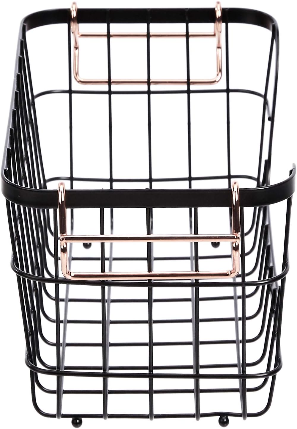 Amazon Basics Stackable Metal Wire Rectangular Storage Basket Set For Kitchen or Bathroom, 2 Count, Black