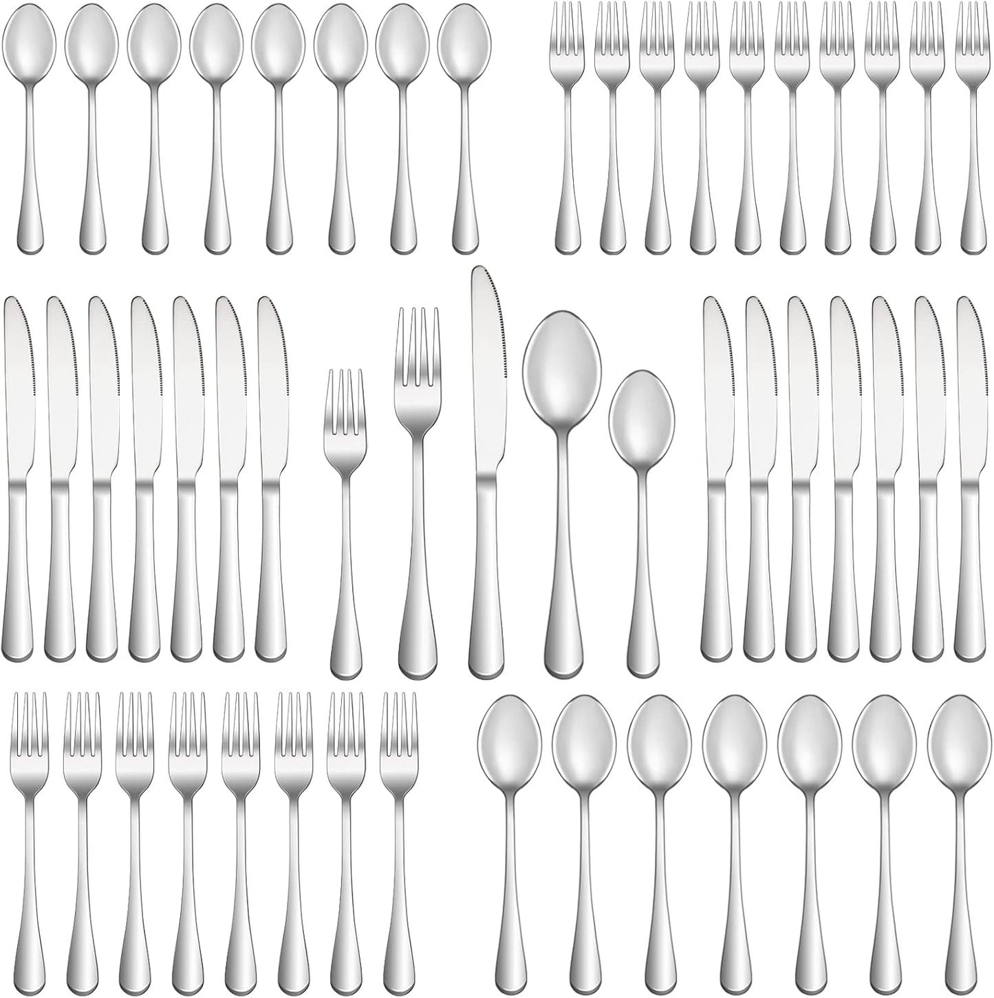 60 Piece Silverware Set Service for 12,Premium Stainless Steel Flatware Set,Mirror Polished Cutlery Utensil Sets,Durable Home Kitchen Eating Tableware Sets,Include Fork Knife Spoon,Dishwasher Safe