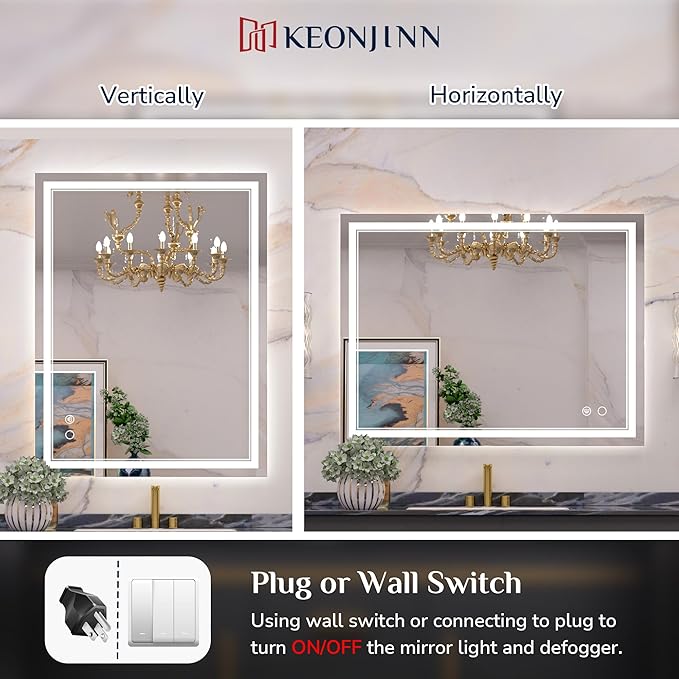 Keonjinn 42 x 32 Inch LED Mirror