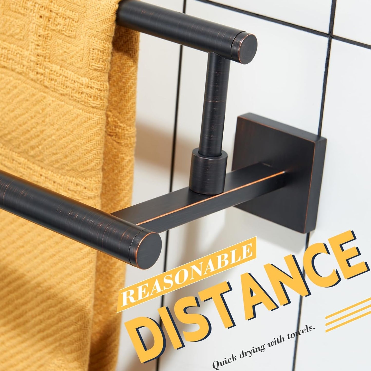 KOKOSIRI Towel Bars 36-Inch Bathroom Towel Holder Oil Rubbed Bronze Double Bath Towel Racks Wall Mounted Stainless Steel B5009ORB-L36